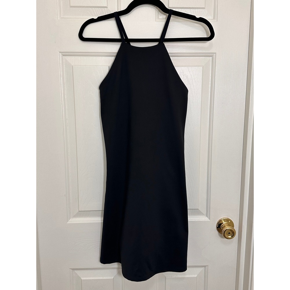 Madewell Flex Halter Exercise Dress‎ Black Activewear Womens Medium NWT